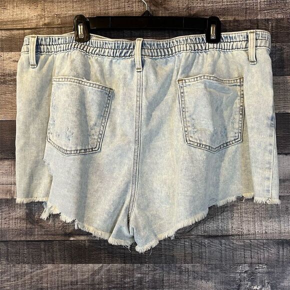 NWT Aerie Women's Embroidered Boho Denim Cutoff Shorts Blue Size XXL - Picture 2 of 7